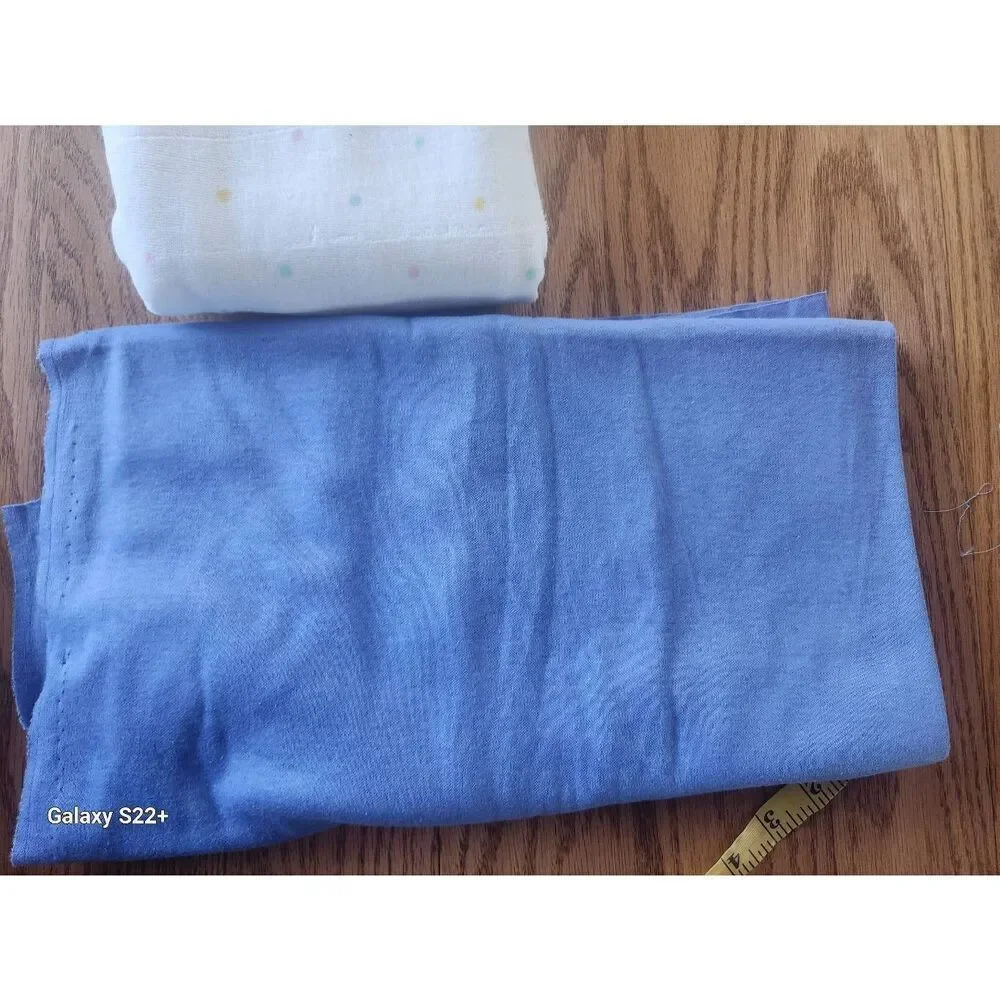 Blue & White Striped, and Solid Blue knit fabrics, Large pieces